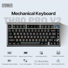 Load image into Gallery viewer, EPOMAKER TH80 PRO V2 Wireless Gaming Keyboard with Screen, BT5.0/2.4G/USB-C Gasket-Mounted Custom Keyboard, Hot Swappable, VIA Mechanical Keyboard for Win/MAC (Shadow Black, Wisteria Linear Switch)_1791
