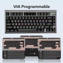 Load image into Gallery viewer, EPOMAKER TH80 PRO V2 Wireless Gaming Keyboard with Screen, BT5.0/2.4G/USB-C Gasket-Mounted Custom Keyboard, Hot Swappable, VIA Mechanical Keyboard for Win/MAC (Shadow Black, Wisteria Linear Switch)_1794

