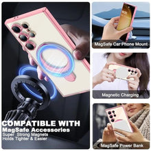 Load image into Gallery viewer, ETPESOK Compatible with Samsung Galaxy S25 Ultra Case with Magnetic Ring Stand [Compatible with Mag-Safe] [Full Camera Lens Protector] Plating Clear Phone Case for S25 Ultra 6.9", Pink_3654

