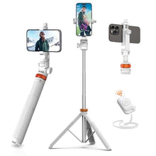Load image into Gallery viewer, EUCOS 62" Tripod for iPhone, Sturdy Selfie Stick Tripod with Remote &amp; Lightweight Phone Stand, Solidest Portable Cell Phone Tripod, Compatible iPhone Pro Max/Android [White], MineralWhite_1
