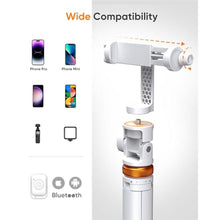 Load image into Gallery viewer, EUCOS 62" Tripod for iPhone, Sturdy Selfie Stick Tripod with Remote &amp; Lightweight Phone Stand, Solidest Portable Cell Phone Tripod, Compatible iPhone Pro Max/Android [White], MineralWhite_1286
