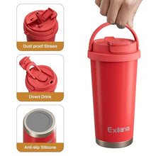 Load image into Gallery viewer, Exllena 16oz Tumbler with 3 in 1 Lid - Travel Coffee Tumbler - 100% Leakproof and Spill Proof for Hot and Cold Drink - Coffee Mug for Travel, Office, School...(Red)_5747
