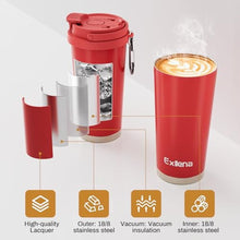 Load image into Gallery viewer, Exllena 16oz Tumbler with 3 in 1 Lid - Travel Coffee Tumbler - 100% Leakproof and Spill Proof for Hot and Cold Drink - Coffee Mug for Travel, Office, School...(Red)_5748
