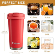 Load image into Gallery viewer, Exllena 16oz Tumbler with 3 in 1 Lid - Travel Coffee Tumbler - 100% Leakproof and Spill Proof for Hot and Cold Drink - Coffee Mug for Travel, Office, School...(Red)_5749
