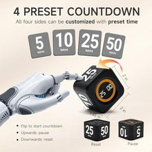 Load image into Gallery viewer, Exlliy Rotating Productivity Timer 5, 25, 10, 50 Minutes Preset, Desk Cube w/Gravity Sensor for ADHD, Mute Functions, Ideal for Work, Study, Kitchen, Back to School (1, Black)_4012
