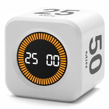 Load image into Gallery viewer, Exlliy Rotating Productivity Timer 5, 25, 10, 50 Minutes Preset, Desk Cube w/Gravity Sensor for ADHD, Mute Functions, Ideal for Work, Study, Kitchen, Back to School (1, White)_1
