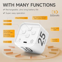 Load image into Gallery viewer, Exlliy Rotating Productivity Timer 5, 25, 10, 50 Minutes Preset, Desk Cube w/Gravity Sensor for ADHD, Mute Functions, Ideal for Work, Study, Kitchen, Back to School (1, White)_5226
