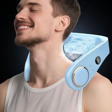 Load image into Gallery viewer, Face Fan Neck Cooler -Around the Neck Air Conditioner Hanging Neck Fan,Cordless Bladeless Headphone Battery Cooling Neck Cooler Device,Birthday Gifts for Home,Office,Outside,Travel,Sports Blue, LightBlue_1

