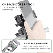 Load image into Gallery viewer, FANAUE Motorcycle Phone Mount with 1" Ball Head Adapter , Bike Phone Mount [1s Lock][Secure Protection], 360 Rotatable Phone Holder for Mountain Bike/ATV/Scooter Handlebar Fit for 6"-8.5" Phone, Silver_3865

