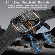 Load image into Gallery viewer, FANCHENGZI Smart Watch with Earbuds for Men, 2.01" HD Screen Military Watch, Answer/Make Calls, Sports Fitness Trackers with Heart Rate, Blood Oxygen, Sleep Monitor, Perfect for Men Dad Husband, Black_4022
