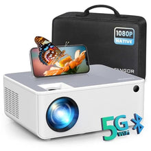 Load image into Gallery viewer, FANGOR 1080P HD Projector, WiFi Bluetooth Projectors, Max 230 Projection Screen Portable Home Theater Video Movie Proyector With Tripod, Compatible with HDMI, USB, Laptop, iOS &amp; Android Phone, White_1
