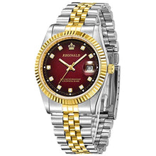 Load image into Gallery viewer, FANMIS Men's Luxury Business Waterproof Wristwatch Analog Two Tone Stainless Steel Date Quartz Watches (Red)_1
