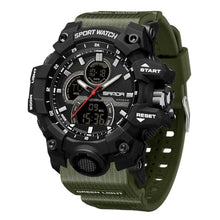 Load image into Gallery viewer, FANMIS Men's Solar Powered Casual Quartz Wrist Watch Analog Digital Multifunctional Black Sports Watch (X Army Green)_1
