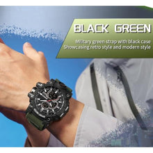 Load image into Gallery viewer, FANMIS Men's Solar Powered Casual Quartz Wrist Watch Analog Digital Multifunctional Black Sports Watch (X Army Green)_1933
