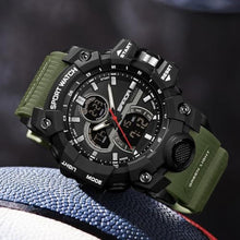 Load image into Gallery viewer, FANMIS Men's Solar Powered Casual Quartz Wrist Watch Analog Digital Multifunctional Black Sports Watch (X Army Green)_1934

