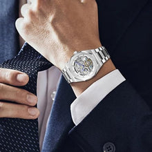 Load image into Gallery viewer, FANMIS Mens Skeleton Watches Luxury Automatic Watch with Stainless Steel Bracelet Wrist Watch (Silver Gold), SilverGold_8627
