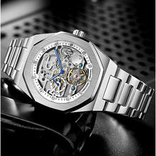 Load image into Gallery viewer, FANMIS Mens Skeleton Watches Luxury Automatic Watch with Stainless Steel Bracelet Wrist Watch (Silver Gold), SilverGold_8628
