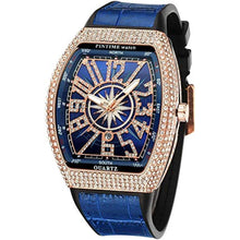 Load image into Gallery viewer, FANMIS Mens Skull Big Face Watches Rectangle Punk Diamond Dial Leather Strap Calendar Quartz Sports Wrist Watch (Rose Blue), RoseBlue_1
