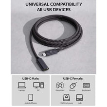 Load image into Gallery viewer, Faracent USB Type C Extension Cable (10FT/3M), USB 3.2 (10gbps) Type C Male to Female Extension Charging &amp; Sync for PSVR2, MacBook Pro/iPad mini, MacBook Air M4/ M3, iPad Pro Dell XPS Surface Book, Grey_207
