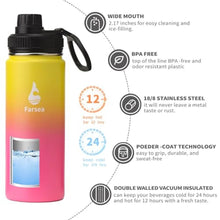 Load image into Gallery viewer, Farsea Insulated Water Bottle With Paracord Handle, Protective Boot and 2 Lids (Straw Lid &amp; Spout Lid), Stainless Steel Water Bottle Wide Mouth, Double Wall Sweat-Proof BPA-Free, 18 oz, Nectarine_6003
