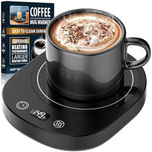 Load image into Gallery viewer, Fast Heating Mug Warmer, LED Display 3 Temperature Settings &amp; 2-12H Timer Candle Wax Warmer, Smart Safety Auto Shut-Off Coffee Cup Warmer Heater Plate for Chocolate Coffee Tea Milk Candle, Black_1

