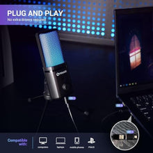 Load image into Gallery viewer, FDUCE Gaming USB Microphone for PC,RGB Condenser Computer Mic with Tripod Stand,Quick Mute,Gain Control,Cardioid Mic for Streaming, Podcast, Twitch, YouTube, PC, Computer, PS5, (M160)_5078
