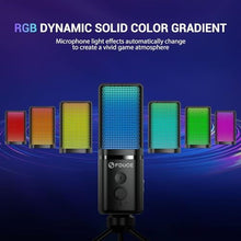 Load image into Gallery viewer, FDUCE Gaming USB Microphone for PC,RGB Condenser Computer Mic with Tripod Stand,Quick Mute,Gain Control,Cardioid Mic for Streaming, Podcast, Twitch, YouTube, PC, Computer, PS5, (M160)_5081

