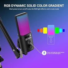 Load image into Gallery viewer, FDUCE Gaming USB Microphone, RGB Condenser mic with Mute, Gain, Monitoring, Boom Arm for Streaming, Podcast, Twitch, YouTube, PC, Computer, PS5, (M160+)_4886
