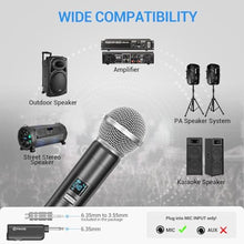 Load image into Gallery viewer, FDUCE W30 Wireless Microphone,UHF Dynamic Handheld Microphone,Rechargeable Receiver with Volume Adjustment Button,for Karaoke,Singing,Family Party(200ft), Gray_4556
