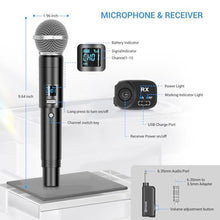 Load image into Gallery viewer, FDUCE W30 Wireless Microphone,UHF Dynamic Handheld Microphone,Rechargeable Receiver with Volume Adjustment Button,for Karaoke,Singing,Family Party(200ft), Gray_4558
