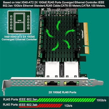Load image into Gallery viewer, FebSmart PCIE X8 Interface to 2X 10Gbps RJ45 Ports Network Adapter, Intel X540-AT2 Ethernet Controller, 2X 10GbE RJ45 Interface PCIE NIC Card, PCI Express 10GbE Converged Network Adapter (X540T2), Green_8764
