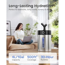 Load image into Gallery viewer, Feekaa Stainless Steel Humidifier Easy Clean, 1Gal/4L Cool Mist Humidifiers for Bedroom, Dishwasher Safe Humidifier Large Room, Humidifiers for Bedroom Baby Nursery Living Room Office, Black_1892
