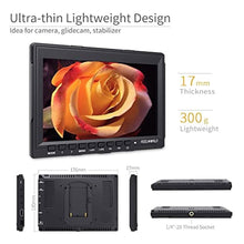Load image into Gallery viewer, FEELWORLD FW759 7" IPS Ultra-Thin Design 1280x800 HDMI HD On-Camera Field Monitor with Peaking Focus with Sunshade_8292
