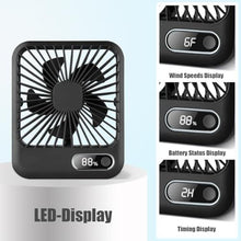 Load image into Gallery viewer, Feeniupin USB Rechargeable Fan with 4000mAh Battery Desk Fan 6.5" Portable Travel Fan Personal Fan 180Foldable 6 Speeds 6 Hours Timer &amp; Digital DisplayIdeal Gifts for Office Home Camping, Black_4169
