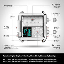 Load image into Gallery viewer, FEICE Wathes for Men Digital LED Analog Quartz Wristwatch Business Mens Watch Multifunction Square Chronograph 24H Calendar Leather Band Unique FK030 Black_2862
