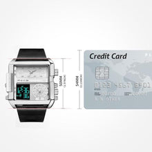 Load image into Gallery viewer, FEICE Wathes for Men Digital LED Analog Quartz Wristwatch Business Mens Watch Multifunction Square Chronograph 24H Calendar Leather Band Unique FK030 Black_2863
