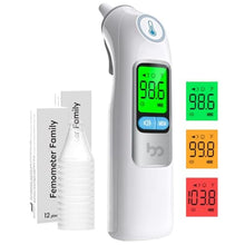 Load image into Gallery viewer, Femometer Family Ear Thermometer, Highly Accurate Ear Thermometer for Kids, Adults and Babies, 30 Memory Recall, 1s Result and 3-Color Fever Alert, with 24 Disposable Probe Covers, White_1

