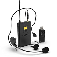 Load image into Gallery viewer, FIFINE Wireless Microphones for Computer, USB Wireless Microphone System for PC and Mac, Headset UHF System with USB Receiver,Transmitter, Headset and Clip Lavalier Lapel Mic-K031B, Black_1
