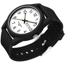 Load image into Gallery viewer, findtime Day Date Watches for Men Easy Read Dial with Luminous Analog Second Hand Arabic Numerals Waterproof Black Silicone Band Simple Design, BlackWhite_2794
