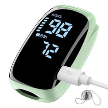 Load image into Gallery viewer, Finger Pulse Oximeter, Fingertip Blood Oxygen Saturation with Pulse Monitor Rechargeable, Accurate Spo2 Reading for Home, Outdoor SportsGreen_1
