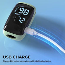 Load image into Gallery viewer, Finger Pulse Oximeter, Fingertip Blood Oxygen Saturation with Pulse Monitor Rechargeable, Accurate Spo2 Reading for Home, Outdoor SportsGreen_361
