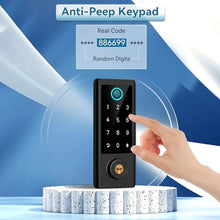 Load image into Gallery viewer, Fingerprint Door Lock with Handle Sets, BEBASIA Keyless Entry Door Lock, Bluetooth Front Handle Set, Smart Deadbolt, Electronic Keypad Digital Lock with Handle, Black_5999
