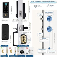 Load image into Gallery viewer, Fingerprint Door Lock with Handle Sets, BEBASIA Keyless Entry Door Lock, Bluetooth Front Handle Set, Smart Deadbolt, Electronic Keypad Digital Lock with Handle, Black_6001
