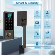 Load image into Gallery viewer, Fingerprint Door Lock with Handle Sets, BEBASIA Keyless Entry Door Lock, Bluetooth Front Door Lock Set, Smart Deadbolt, Electronic Keypad Digital Lock with Handle, Aged Bronze, AgedBronze_5808
