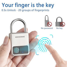 Load image into Gallery viewer, Fingerprint Padlock, Smart Padlock with USB Charging Support, Fingerprint Lock, Biometric Lock Suitable for Luggage, Bookcase, Suitcase, Backpack, Bike, School Locker, Gym Locker Lock(Gold)_2387

