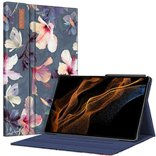 Load image into Gallery viewer, FINTIE Case for Samsung Galaxy Tab S8 Ultra 14.6 inch 2022 (Model SM-X900 / X906), Multiple Angle Portfolio Stand Cover with Pocket, Auto Sleep/Wake, Blooming Hibiscus, Gray_1
