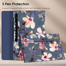 Load image into Gallery viewer, FINTIE Case for Samsung Galaxy Tab S8 Ultra 14.6 inch 2022 (Model SM-X900 / X906), Multiple Angle Portfolio Stand Cover with Pocket, Auto Sleep/Wake, Blooming Hibiscus, Gray_2040
