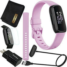 Load image into Gallery viewer, Fitbit Inspire 3 Health &amp; Fitness Activity Tracker (Lilac Bliss) with Workout Intensity, Sleep Tracking, Heart Rate, 2 Bands, 3.3foot Charging Cable, Wall Adapter, Screen Protectors &amp; PremGear Cloth, LilacBlissBlack_1
