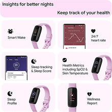 Load image into Gallery viewer, Fitbit Inspire 3 Health &amp; Fitness Activity Tracker (Lilac Bliss) with Workout Intensity, Sleep Tracking, Heart Rate, 2 Bands, 3.3foot Charging Cable, Wall Adapter, Screen Protectors &amp; PremGear Cloth, LilacBlissBlack_1285
