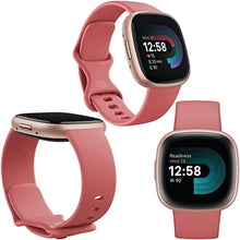 Load image into Gallery viewer, Fitbit Versa 4 Health and Fitness Smart Watch (Pink/Rose) with Built-in GPS, 6 Day Battery Life, S &amp; L Bands, Bundle with 3.3foot Charge Cable, Wall Adapter, Screen Protectors &amp; PremGear Cloth, PinkSandCopperRoseAluminum_940
